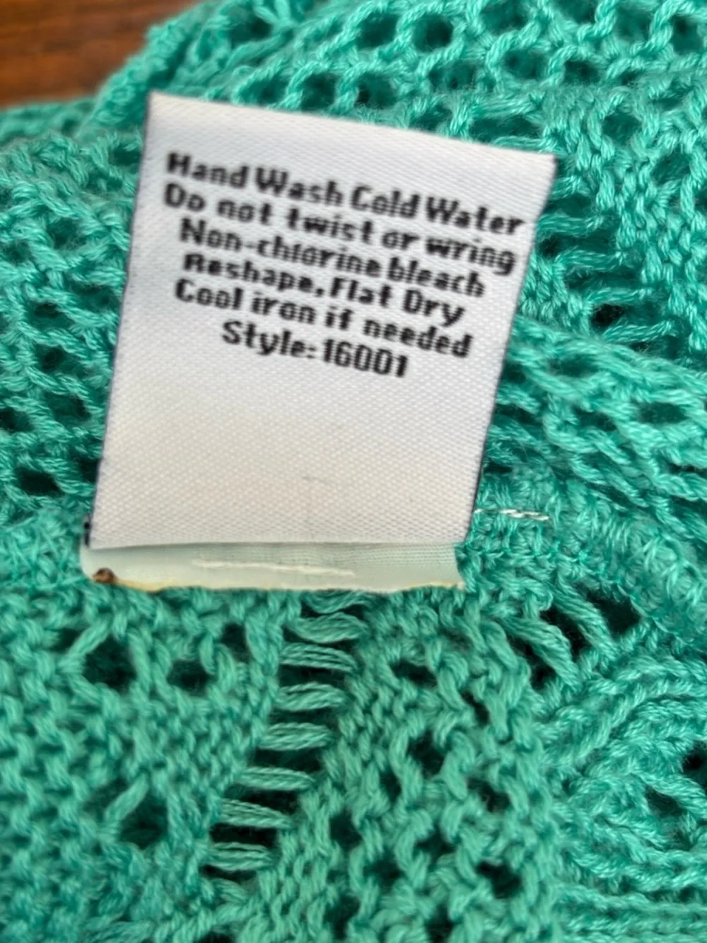 Keren Hart Crochet Open-Front Vest in Teal Women’s S - Picture 6 of 7